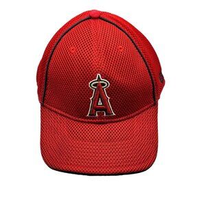 Los Angeles Angels Red Mesh Fitted‎ Baseball Logo Hat Cap Breathable Mesh Large